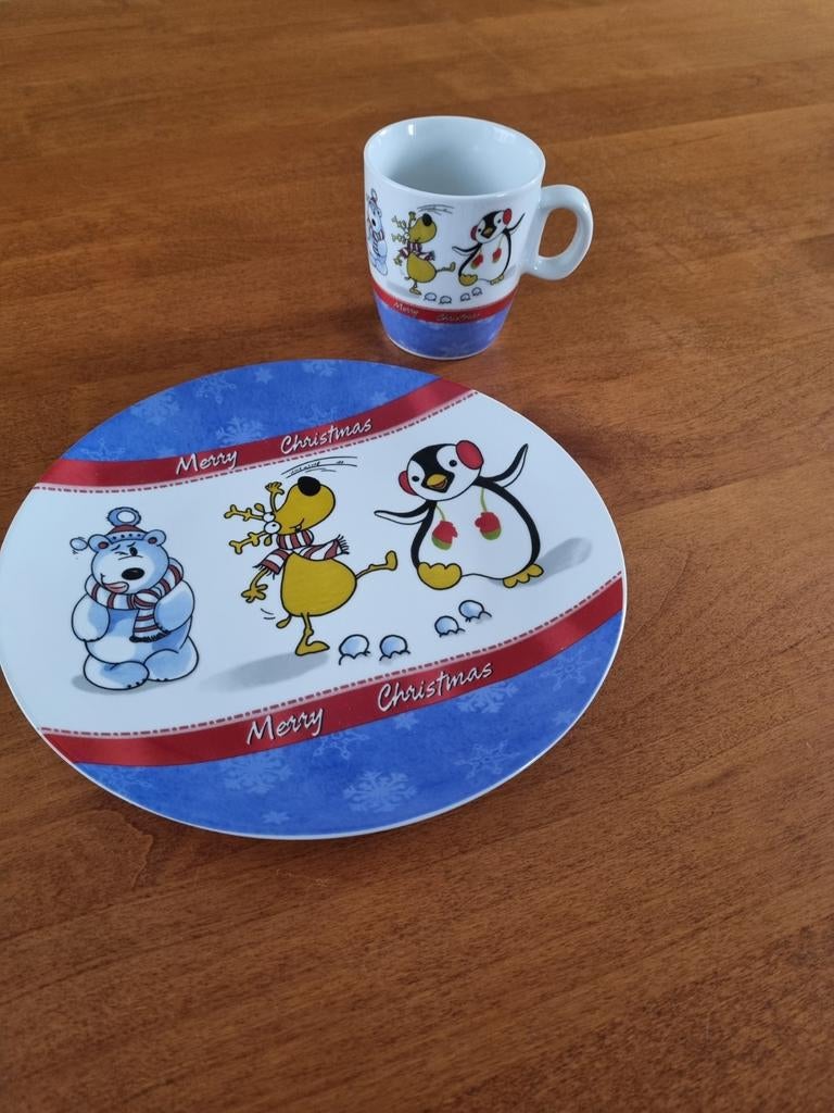 Siaki  Kerstserviessetje  - Bord en Kopje, Keramiek, Nieuw, Ophalen of Verzenden, Overige stijlen