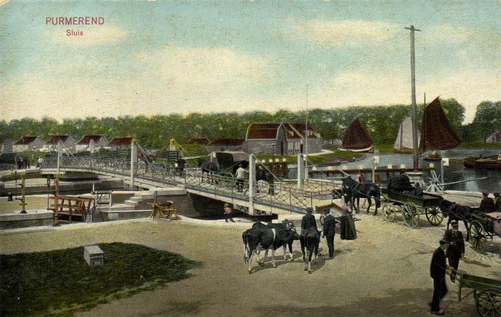 Purmerend, Sluis - koeien paard en wagen - ongelopen, Verzenden, Voor 1920, Ongelopen, Noord-Holland