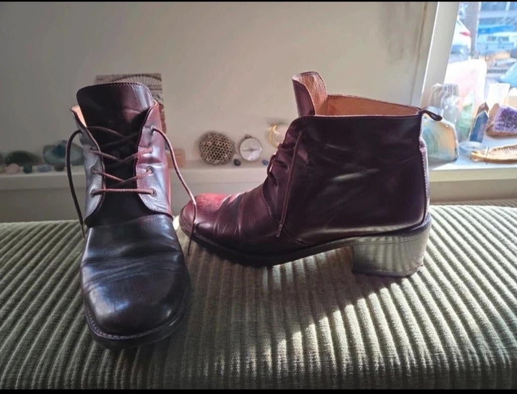 Vintage enkellaarsjes met hak van Van Dalen leer, Ophalen of Verzenden