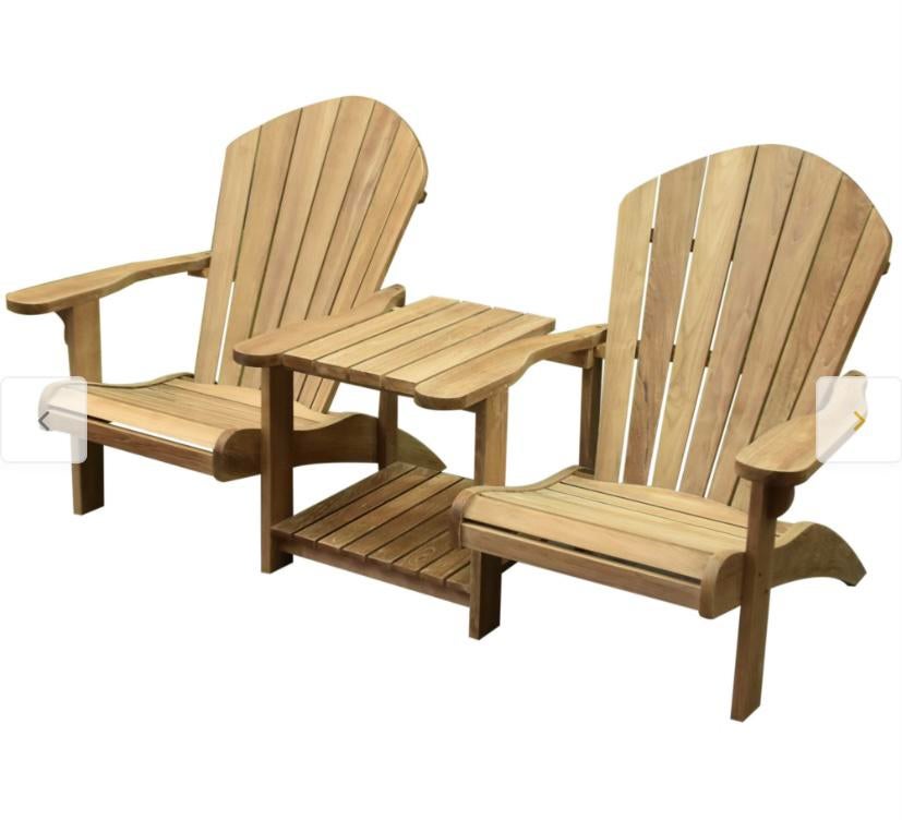 Dubbele Canadian chair, Bear chair, Adirondack, Tuin en Terras, Tuinsets en Loungesets, Bijzettafel, Nieuw, Hout, Ophalen