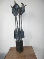 4 Loden Aronskelken/ Calla Lelies op Marmeren Sokkel., Ophalen of Verzenden