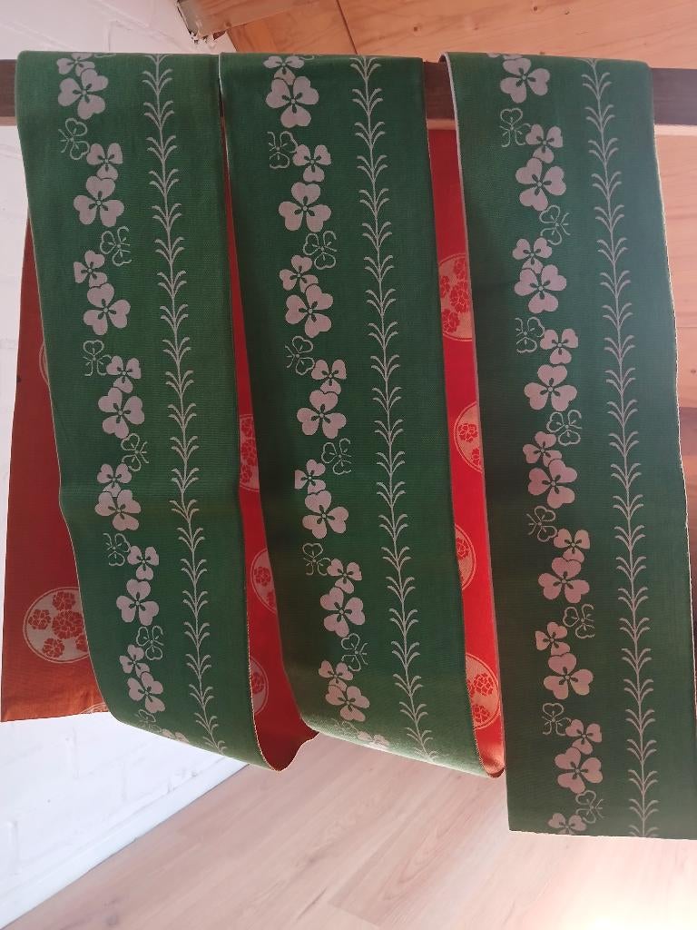 Traditionele Japanse obi hanhabaobi oranje groen, Ophalen of Verzenden