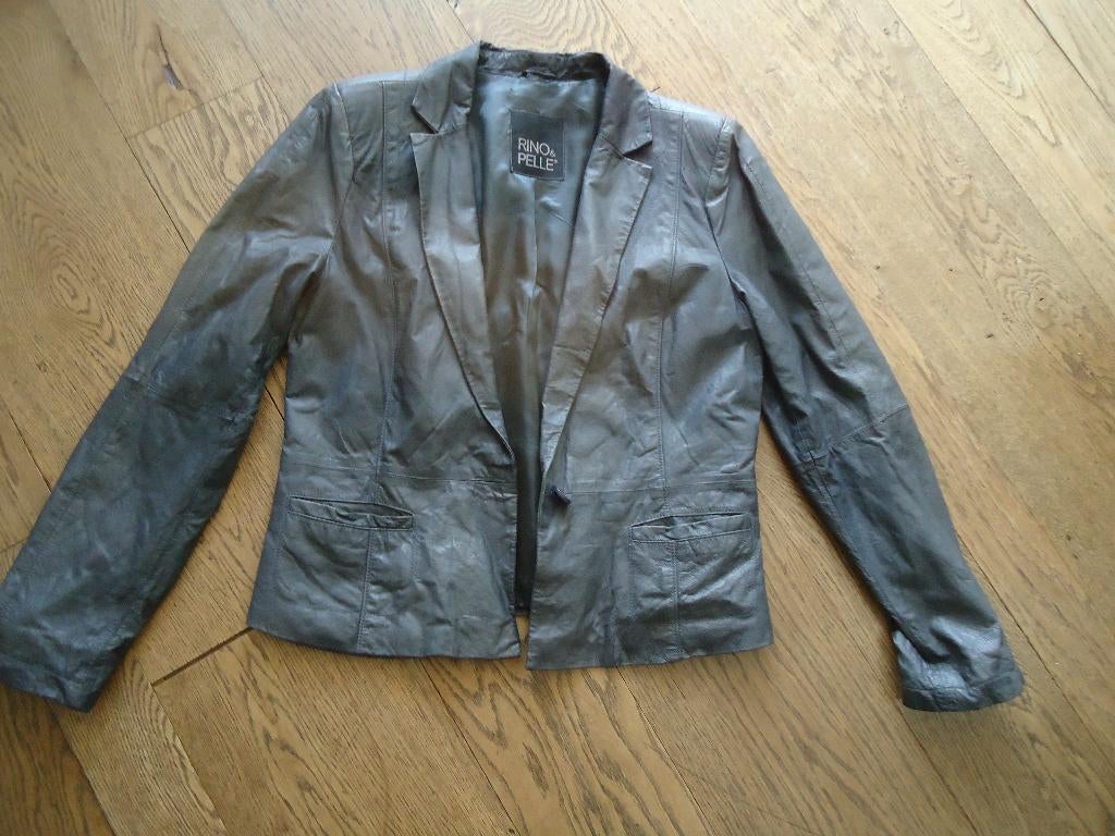 Grijs leren RINO & PELLE jasje maat 42, Kleding | Dames, Jassen | Zomer, Maat 42/44 (L), Ophalen of Verzenden, Zo goed als nieuw