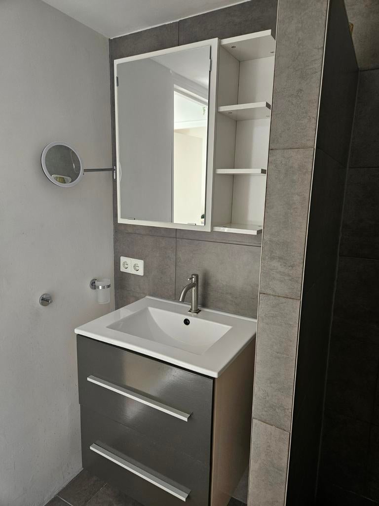 Wastafelmeubel 60 cm met koudwaterkraan en spiegelkast, Huis en Inrichting, Badkamer | Badkamermeubels, Ophalen, 50 tot 100 cm