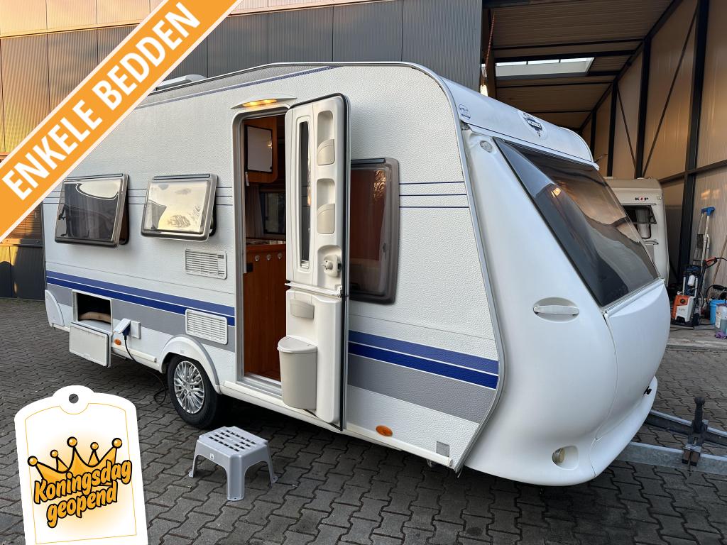 Hobby Excellent 460 LU ENKELE BEDDEN - VOORTENT!, Caravans en Kamperen, Caravans, Rondzit, Hobby, Schokbreker, Bedrijf