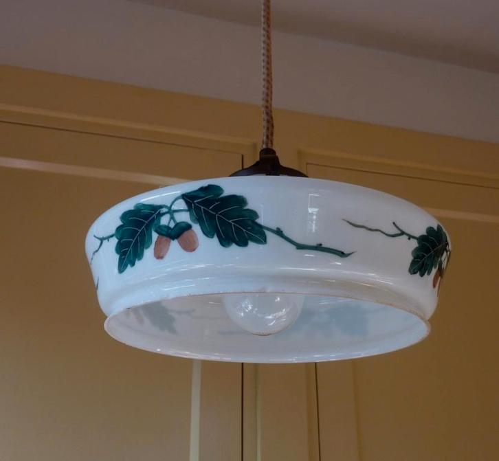 Antieke katrollamp; origineel Tsjechisch exemplaar, Antiek en Kunst, Antiek | Lampen, Ophalen of Verzenden