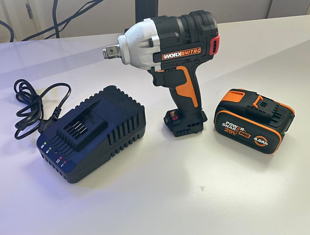 Nieuw: Worx 20V Accu Slagmoersleutel + 4Ah Accu & Lader, 600 watt of meer, Variabele snelheid, Ophalen of Verzenden, Zo goed als nieuw