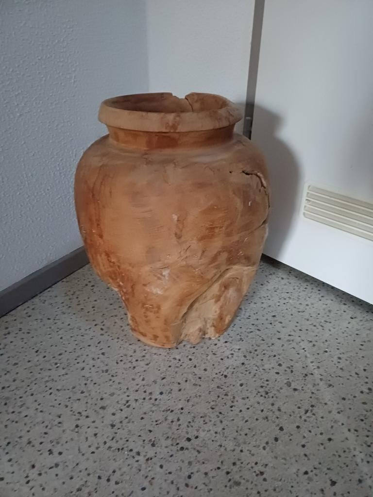 Teakhouten vaas, Huis en Inrichting, Woonaccessoires | Vazen, Ophalen, Overige kleuren, Overige materialen, Minder dan 50 cm