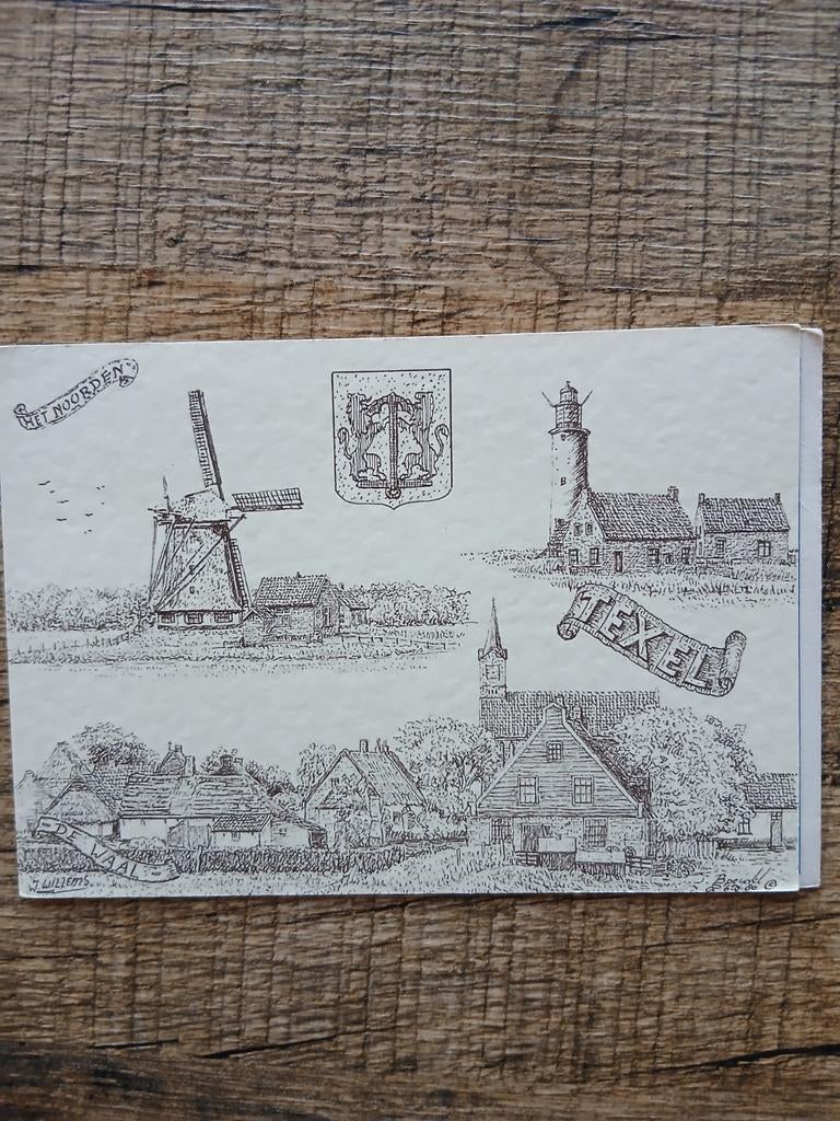 Ansichtkaart Texel: Molen, vuurtoren, De Waal, Ophalen of Verzenden, 1980 tot heden, Ongelopen, Noord-Holland