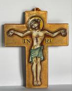 Vintage Emaille Kruisbeeld Jezus Christus INRI, Antiek en Kunst, Ophalen of Verzenden
