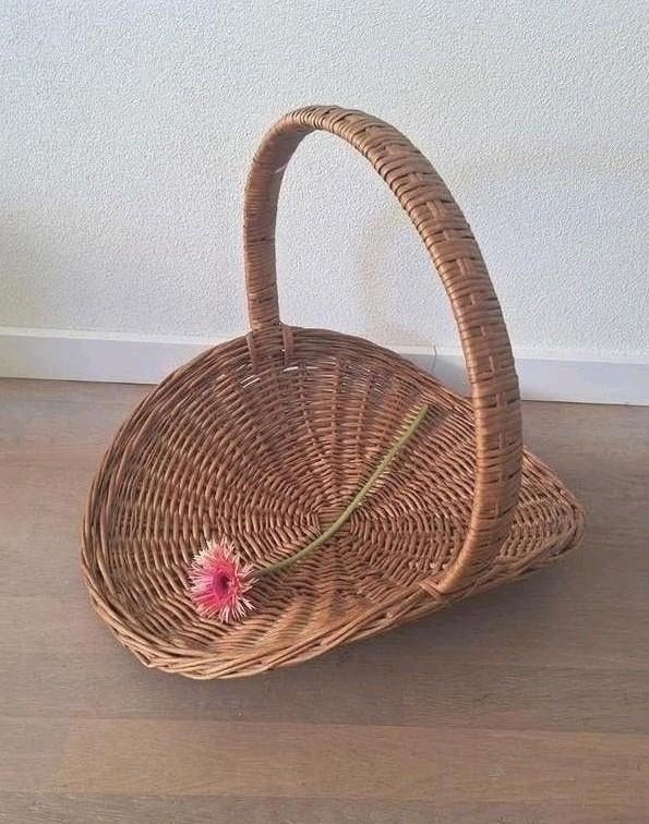 XL plukmand lectuurmand vintage rotan brocante, Ophalen, Mand, Zo goed als nieuw, Riet