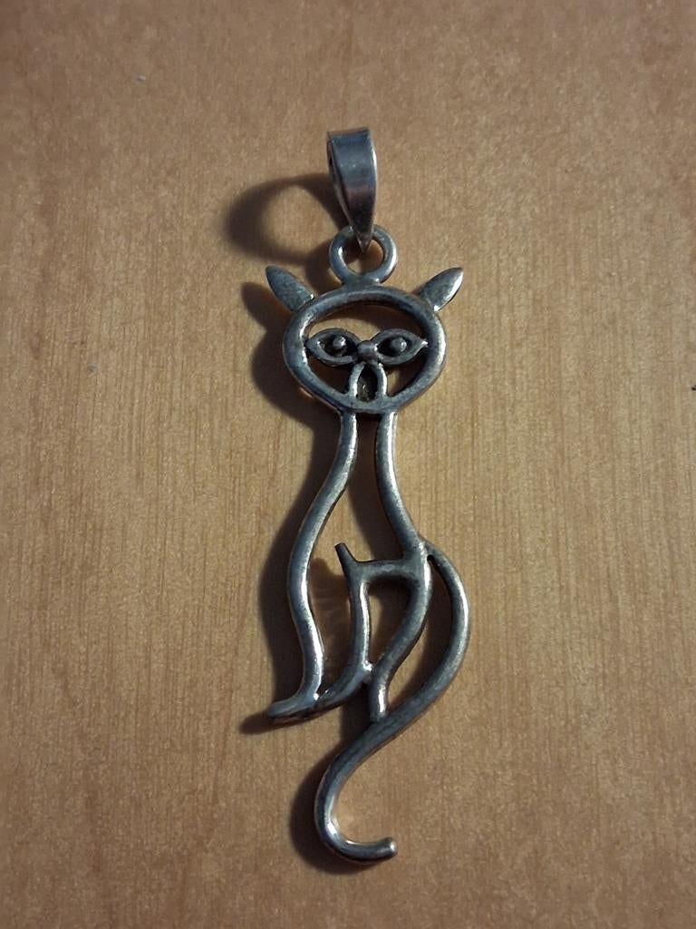 Zilveren hanger -- Poes, Verzenden, Zo goed als nieuw, Zilver, Zilver