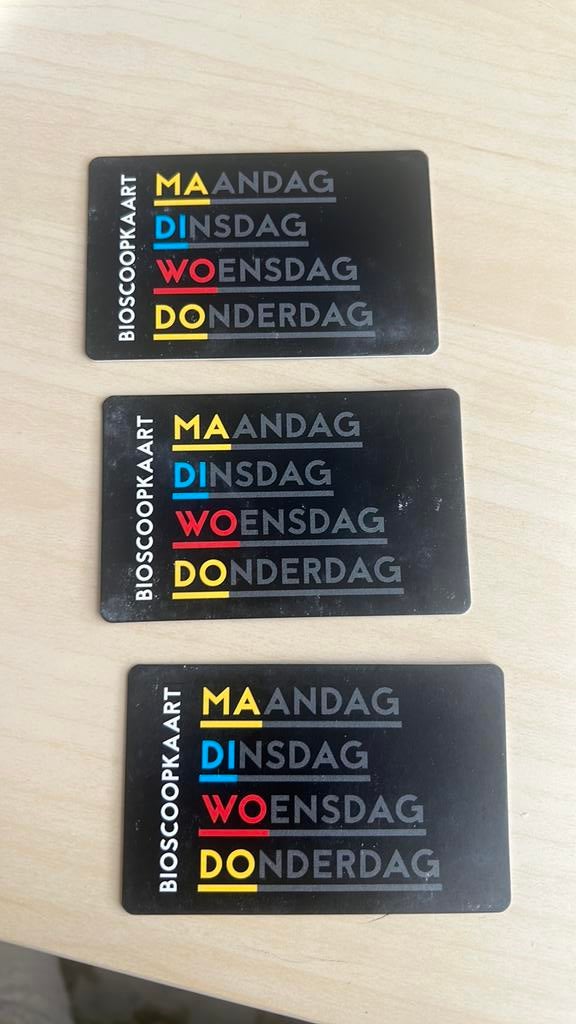 Bioscoopkaart 3 stuk, Drie personen of meer, Cadeaubon, Overige typen