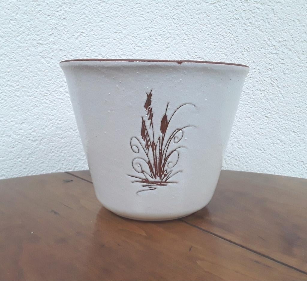 Vintage bloempot, 13cm hoog, Boonstra?, Gebruikt, Rond, Binnen, Ophalen of Verzenden