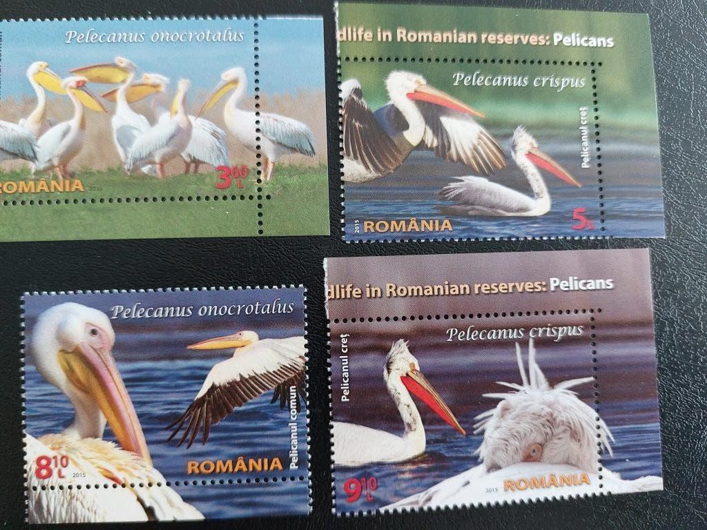 Pelikannen serie+blok  Roemenie, Verzenden, Postfris, Dier of Natuur