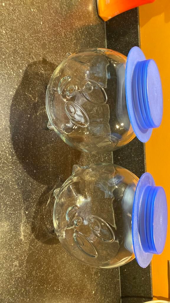 Twee vintage Borgonovo snoeppotten,, Overige typen, Ophalen of Verzenden, Overige stijlen, Glas