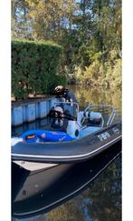 Zwarte rubberboot met console 30PK incl trailer, Watersport en Boten, Rubberboten, Gebruikt, Benzine, Minder dan 70 pk, Overige materialen