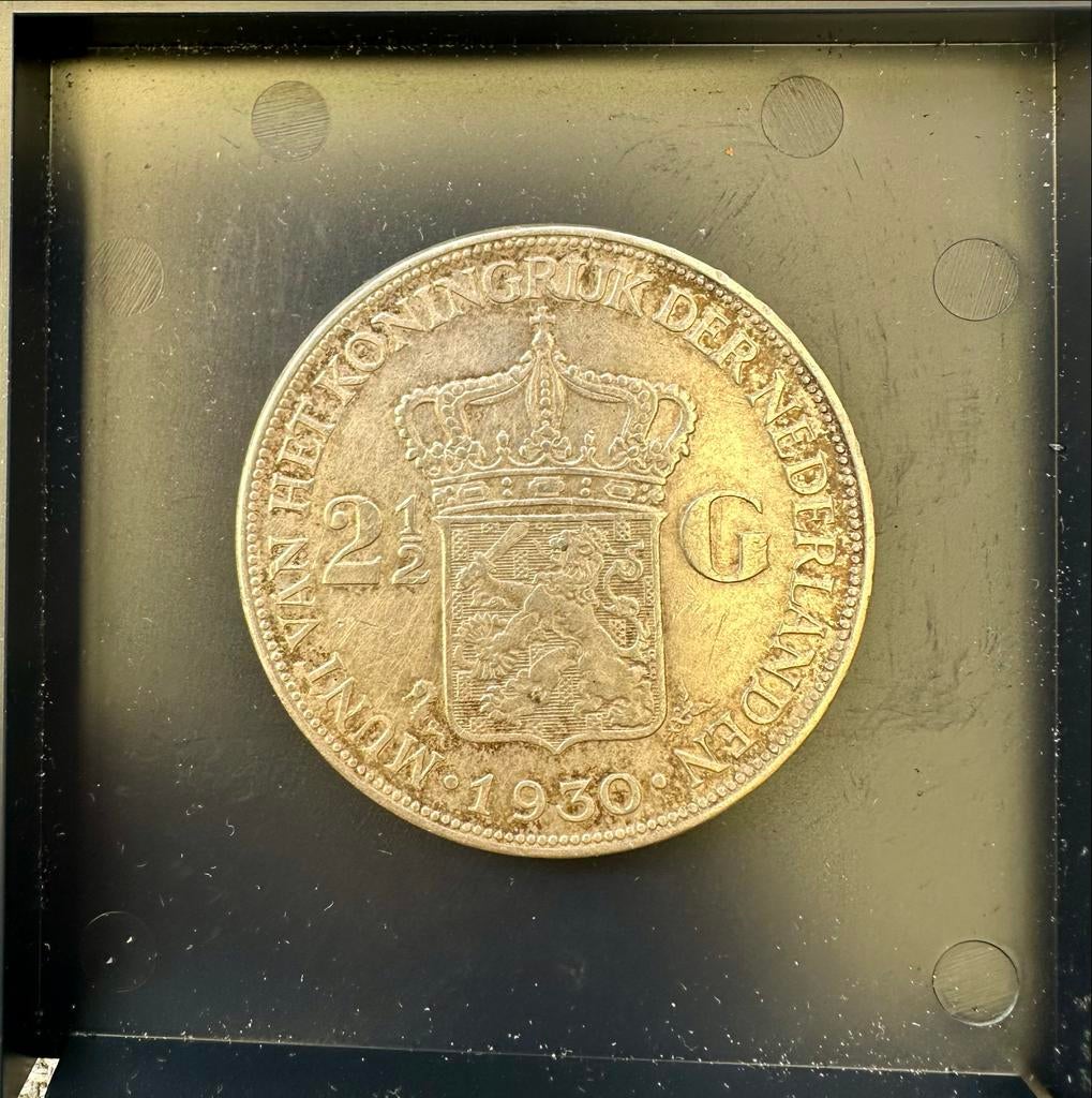 2 1/2 Gulden 1930 Koningin Wilhelmina Zilveren Munt, Postzegels en Munten, Munten | Nederland, Zilver, Ophalen of Verzenden, Koningin Wilhelmina