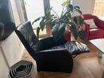 Prominent zwart lederen relaxfauteuil in goede staat, Huis en Inrichting, Fauteuils, Ophalen, Gebruikt, 75 tot 100 cm, Prominent