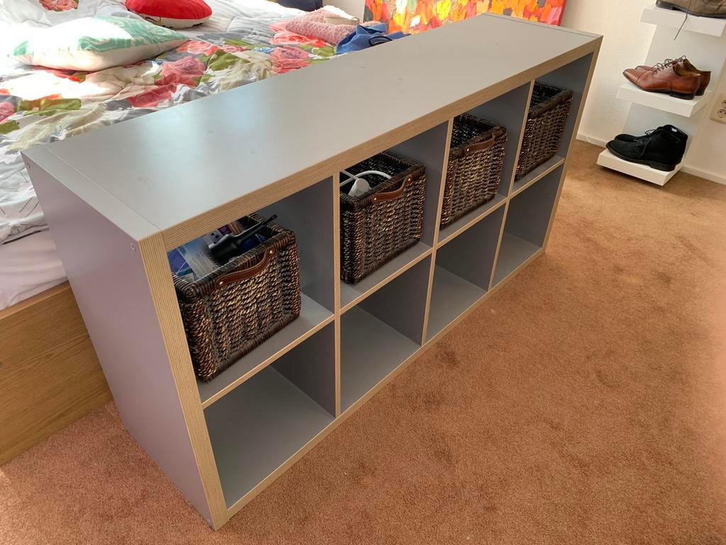 Ikea Kallax (grijs) kast met 8 vakken (147x77), Ophalen, Zo goed als nieuw