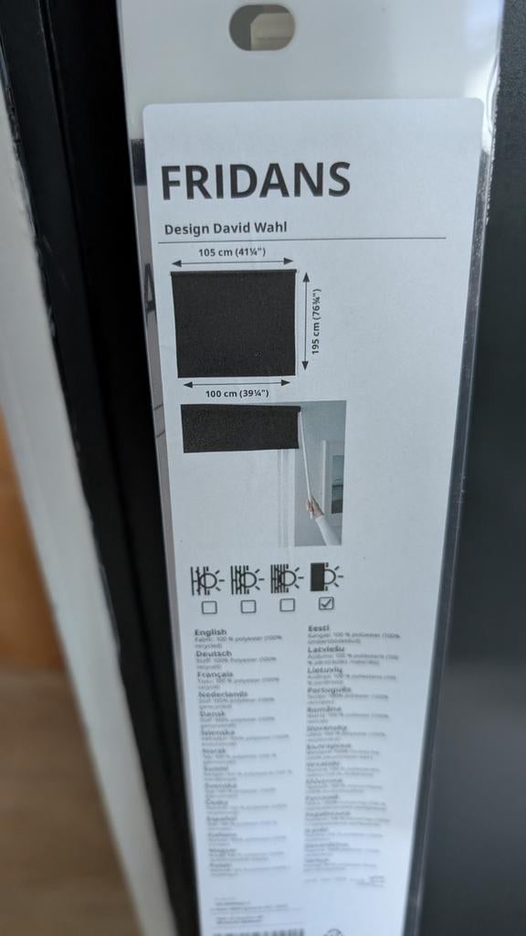 Ikea Fridans rolgordijn 100x195 cm, nieuw en ongeopend, Ophalen, Zwart, Nieuw, 50 tot 100 cm