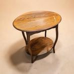 Ovaal houten bijzet tafeltje met twee niveaus, Ophalen of Verzenden