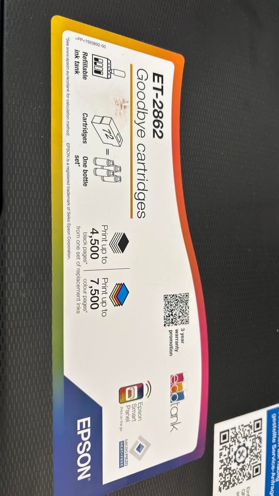 Epson ET-2862 EcoTank Printer - Defect met inkt, Computers en Software, Printers, Inkjetprinter, All-in-one, Ophalen of Verzenden