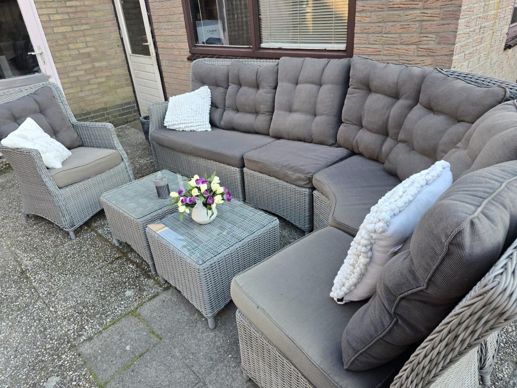 Zeer mooie tuinset van Intenso met kussens, Tuin en Terras, Tuinstoelen, Zo goed als nieuw, Wicker, Ophalen