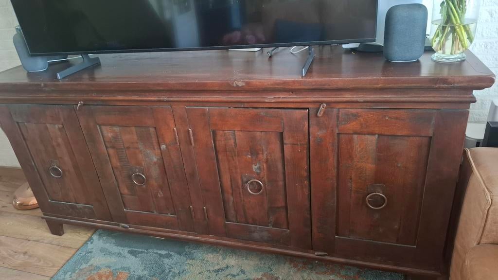 Koloniaal dressoir met 4 deuren, Huis en Inrichting, Kasten | Dressoirs, Ophalen, Koloniaal, 200 cm of meer, Overige houtsoorten