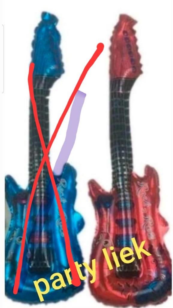 Rode gitaar folieballon nr G132, Ophalen of Verzenden, Nieuw, Versiering, Overige