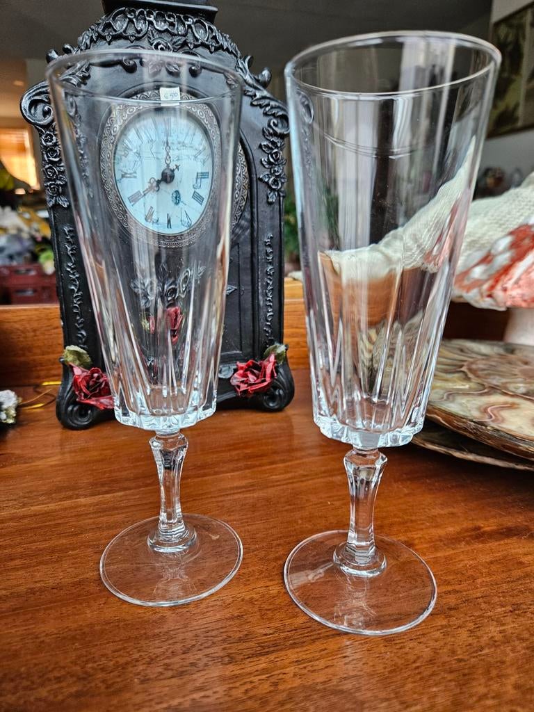 2 champagne glazen Cristal d' Arques cristal d arques, Antiek en Kunst, Antiek | Glas en Kristal, Ophalen of Verzenden