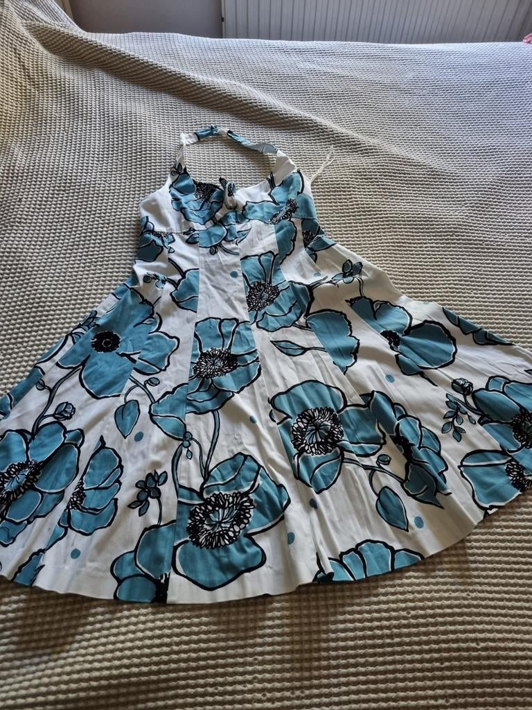 Vintage Nine West halter jurk maat M 38 was een dure jurk, Ophalen of Verzenden, Zo goed als nieuw, Maat 38/40 (M), Blauw