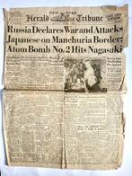 Herald Tribune 9 aug 1945 Atom Bomb Nagasaki, Ophalen of Verzenden, Nederland, Boek of Tijdschrift