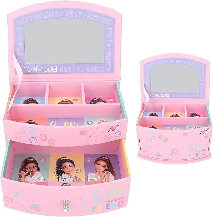 Top Models sieradendoos, Sieraden, Tassen en Uiterlijk, Beautycases, Zo goed als nieuw, Hardcase, Roze, Ophalen of Verzenden