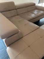 Leren Hoekbank / Slaapbank kleur lever / beige, Ophalen, 250 tot 300 cm, Gebruikt, Hoekbank