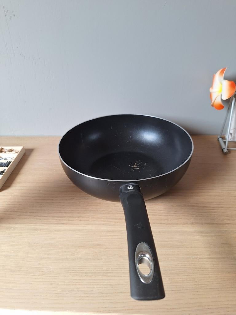 Gebruikte Koekenpan - 28 cm diameter, Gebruikt, Aluminium, Ophalen of Verzenden, Keramische plaat