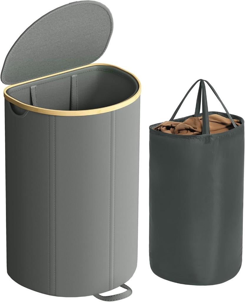 wasmand, 90 liter, wasmand met deksel, uitneembare waszak, Ophalen of Verzenden, Nieuw, Grijs, Overige typen