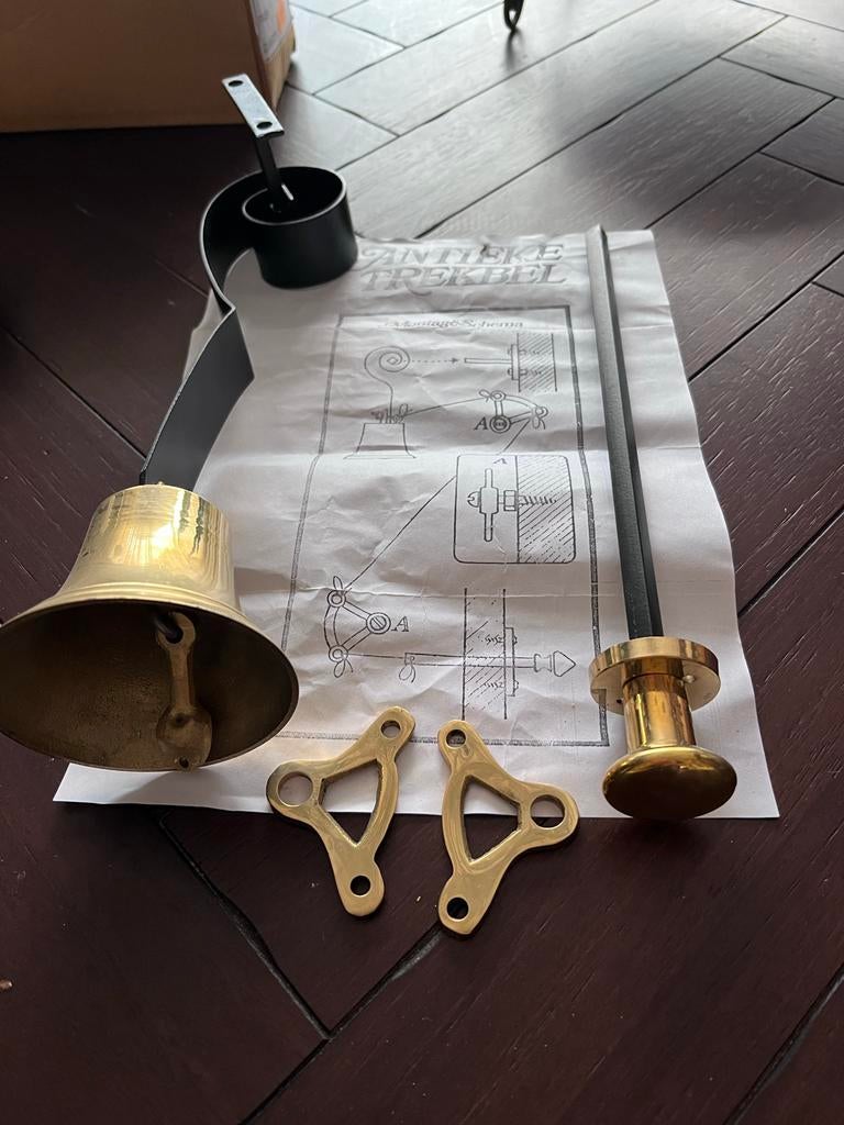 Antieke trekbel set - Messing en ijzer, Ophalen of Verzenden