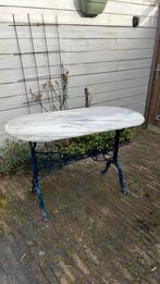 Gietijzeren tuin tafel met marmerblad, Tuin en Terras, Tuintafels, Ophalen of Verzenden, Gebruikt, Ovaal, Metaal