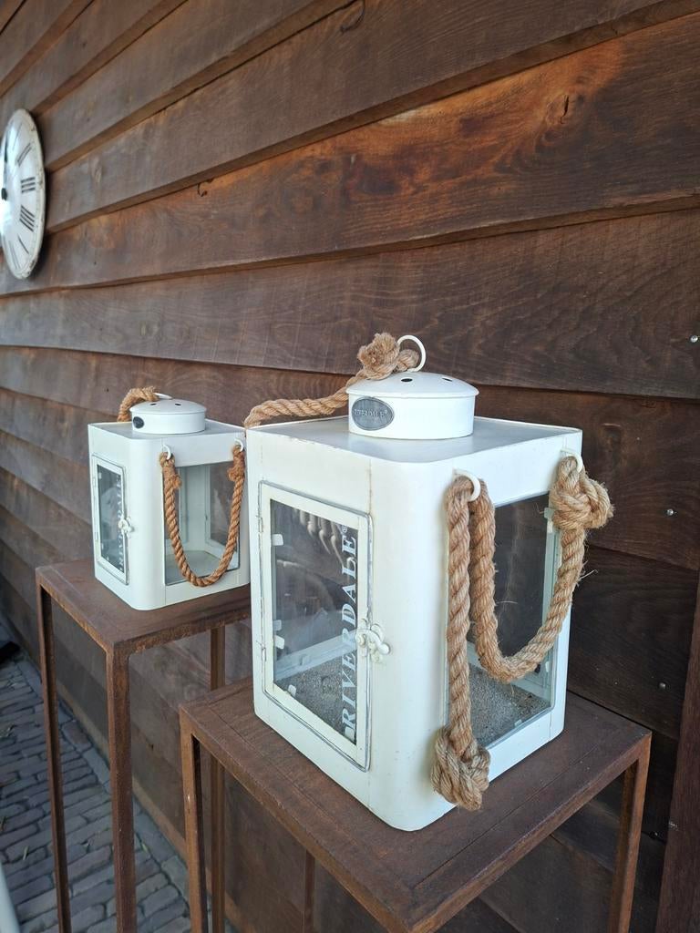 Windlicht Lantaarn Riverdale 2 maten, Ophalen, Wit, Overige materialen, Minder dan 25 cm