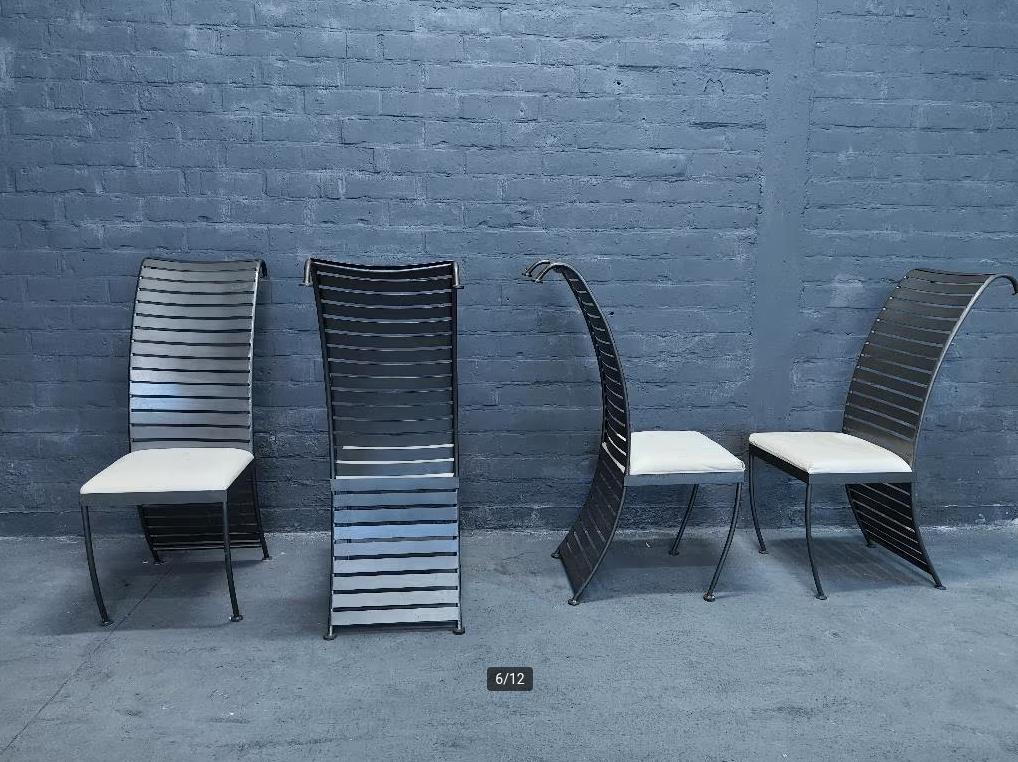 Exclusieve post moderne stalen stoelen uit de 80's, Ophalen, Gebruikt, Metaal