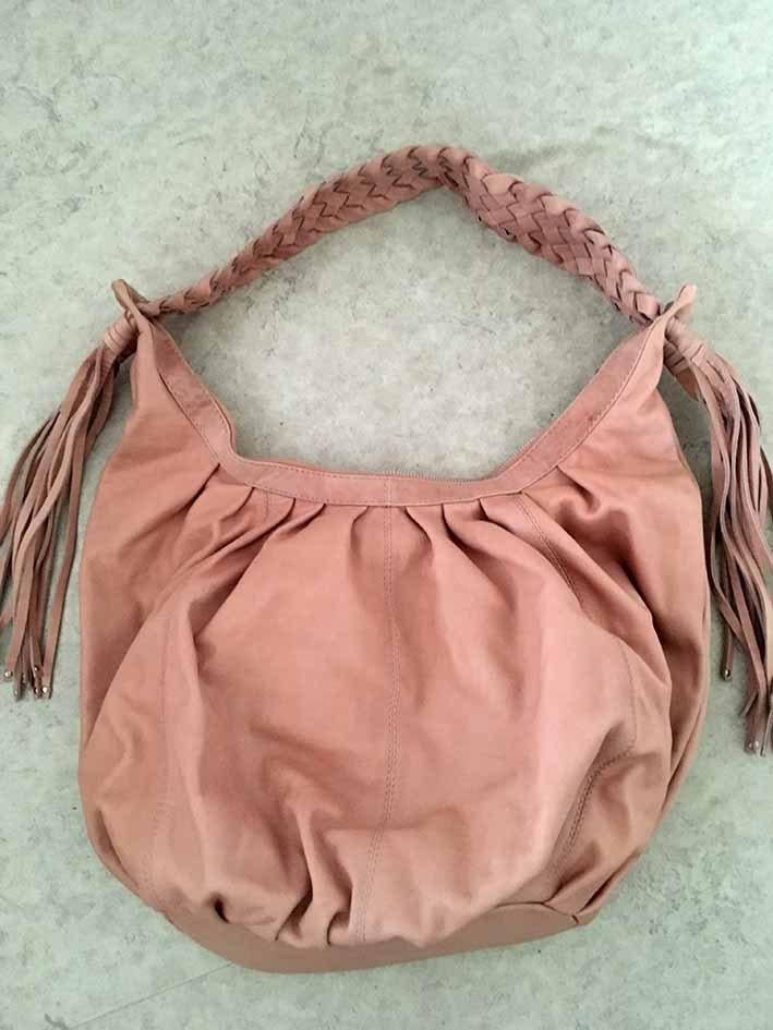 2 x Bijenkorf groot leren schoudertas roze en groen - Nieuw, Overige merken, Nieuw, Ophalen of Verzenden, Roze