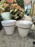 2 Elho witte buitenpotten h 37 x d39, Kunststof, Gebruikt, Rond, Minder dan 40 cm