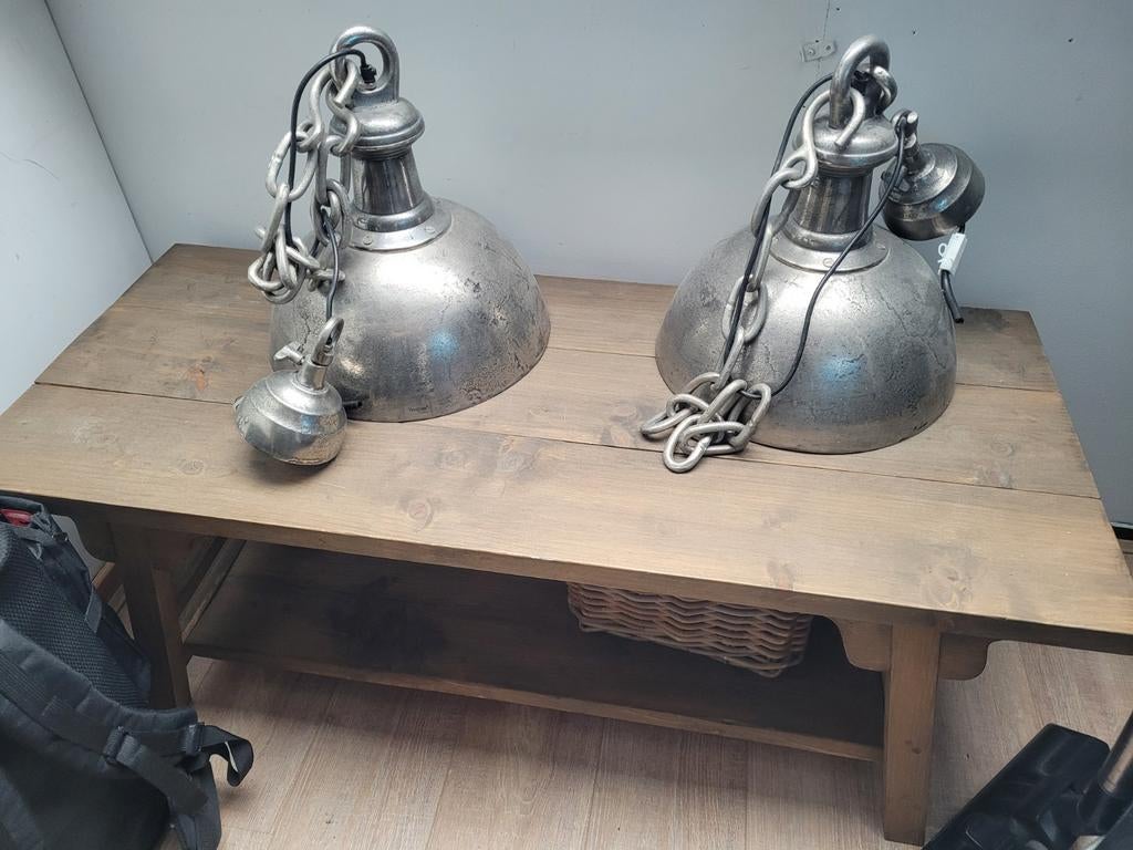 Loods 5 stalen lampen 2 stuks, Ophalen of Verzenden