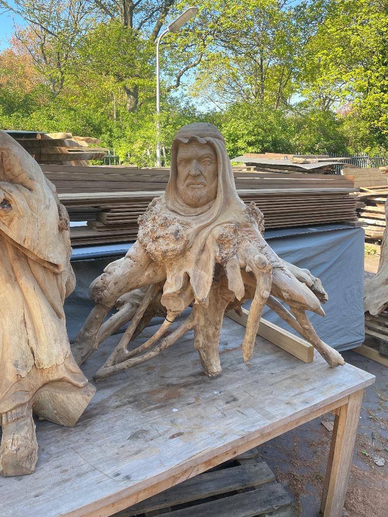 Houten beelden teak groot Suar, Antiek en Kunst, Kunst | Beelden en Houtsnijwerken, Ophalen, Houtsnijwerk, Handgemaakt, 1 meter - 2 meter