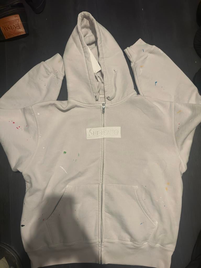 MM6 x Supreme Box Logo Small Wit/White Zip-up Hoodie, Ophalen of Verzenden, Nieuw