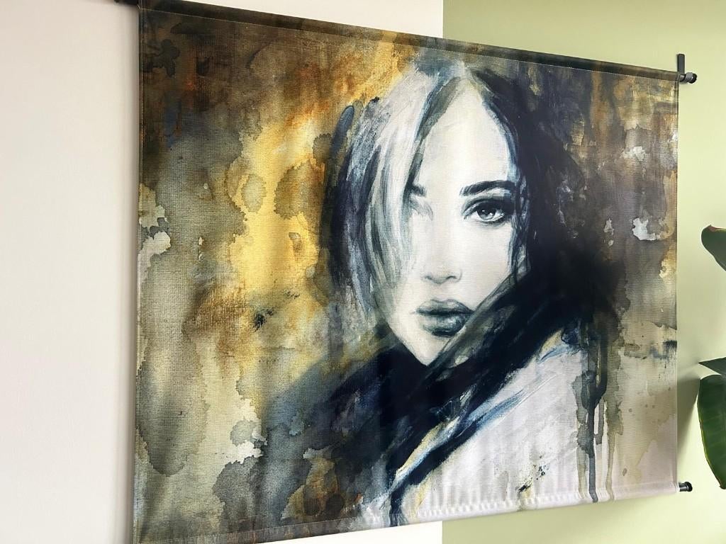 Akoestisch Wanddoek 1.34M B x 1.12M H - Groen / Geel, Ophalen, Zo goed als nieuw