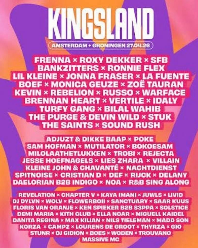 5 tickets Kingsland GRONINGEN 27 april 2026, Eén persoon