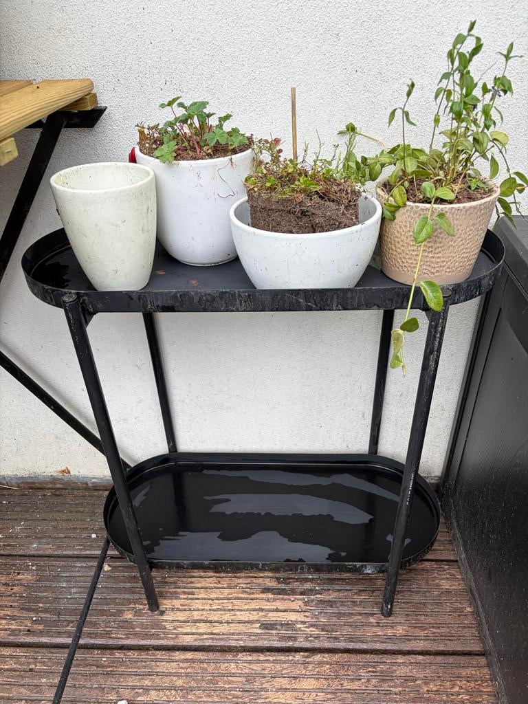 Zwarte plantenbak/plantentafel voor binnen of buiten, Ophalen, Gebruikt, Binnen, Metaal