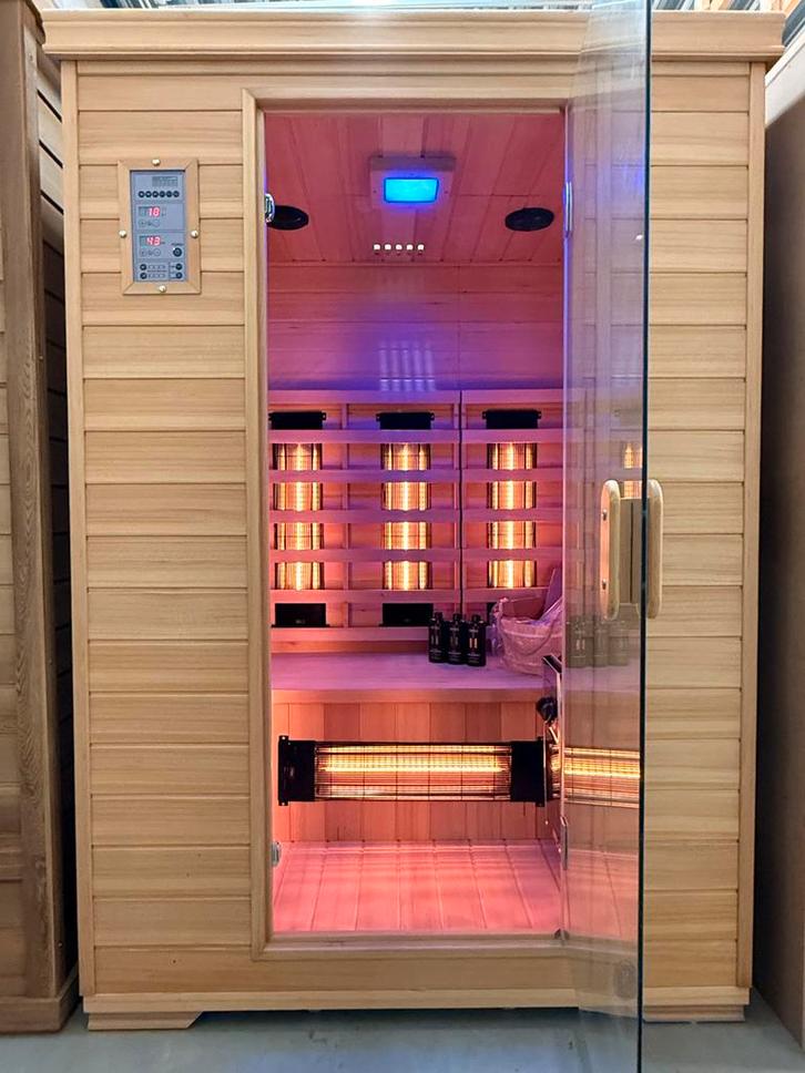 Luxe Combi Sauna (Infrarood + Finse Sauna) - GRATIS MONTAGE, Sport en Fitness, Sauna, Zo goed als nieuw, Complete sauna, Fins of Traditioneel